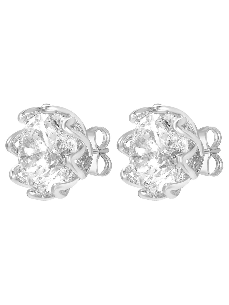Peora Crystal Stud Earrings - Silver