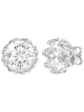 Peora Crystal Stud Earrings - Silver