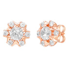Peora Floral Crystal Stud Earrings - Rose Gold