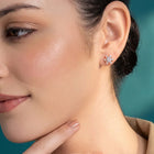 Peora Floral Crystal Stud Earrings - Rose Gold
