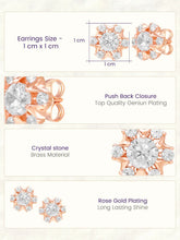 Peora Floral Crystal Stud Earrings - Rose Gold