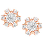 Peora Floral Crystal Stud Earrings - Rose Gold