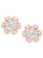Peora Floral Crystal Stud Earrings - Rose Gold