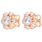 Peora Floral Crystal Stud Earrings - Rose Gold