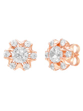 Peora Floral Crystal Stud Earrings - Rose Gold