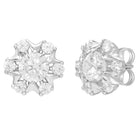 Peora Floral Crystal Stud Earrings - Silver