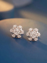 Peora Floral Crystal Stud Earrings - Silver