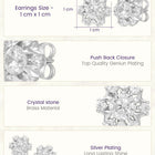 Peora Floral Crystal Stud Earrings - Silver