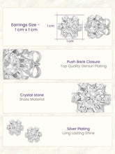 Peora Floral Crystal Stud Earrings - Silver
