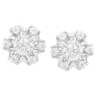 Peora Floral Crystal Stud Earrings - Silver