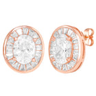 Peora Rose Gold Plated Classic Oval Stud Earrings