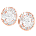 Peora Rose Gold Plated Classic Oval Stud Earrings