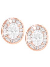 Peora Classic Oval Stud Earrings - Rose Gold
