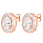 Peora Rose Gold Plated Classic Oval Stud Earrings