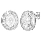 Peora Rhodium Plated Classic Oval Stud Earrings