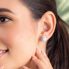 Peora Rhodium Plated Classic Oval Stud Earrings