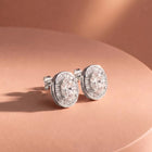 Peora Rhodium Plated Classic Oval Stud Earrings