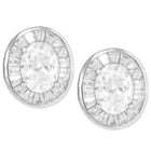 Peora Rhodium Plated Classic Oval Stud Earrings