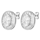 Peora Rhodium Plated Classic Oval Stud Earrings