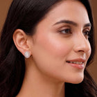 Peora Rose Gold Plated Sunburst CZ Stud Earrings