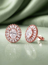 Peora Sunburst CZ Stud Earrings - Rose Gold