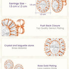 Peora Rose Gold Plated Sunburst CZ Stud Earrings