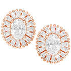 Peora Rose Gold Plated Sunburst CZ Stud Earrings