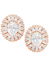Peora Sunburst CZ Stud Earrings - Rose Gold