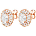 Peora Rose Gold Plated Sunburst CZ Stud Earrings