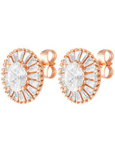 Peora Sunburst CZ Stud Earrings - Rose Gold