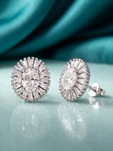 Peora Sunburst CZ Stud Earrings - Silver