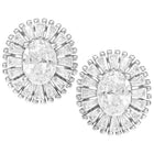 Peora Rhodium Plated Sunburst CZ Stud Earrings