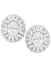 Peora Sunburst CZ Stud Earrings - Silver