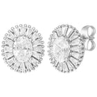 Peora Rhodium Plated Sunburst CZ Stud Earrings