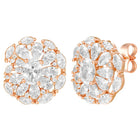 Peora Crystal Flower Stud Earrings - Rose Gold