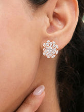 Peora Crystal Flower Stud Earrings - Rose Gold