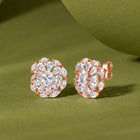 Peora Crystal Flower Stud Earrings - Rose Gold