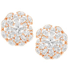 Peora Crystal Flower Stud Earrings - Rose Gold