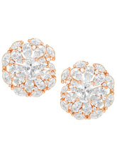 Peora Crystal Flower Stud Earrings - Rose Gold