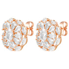 Peora Crystal Flower Stud Earrings - Rose Gold