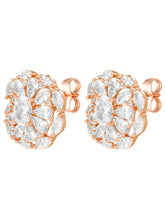 Peora Crystal Flower Stud Earrings - Rose Gold