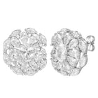 Peora Crystal Flower Stud Earrings - Silver