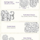 Peora Crystal Flower Stud Earrings - Silver