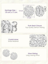 Peora Crystal Flower Stud Earrings - Silver