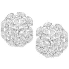 Peora Crystal Flower Stud Earrings - Silver