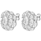 Peora Crystal Flower Stud Earrings - Silver