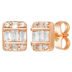 Peora Rose Gold Plated Baguette Crystal Stud Earrings