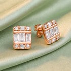 Peora Rose Gold Plated Baguette Crystal Stud Earrings