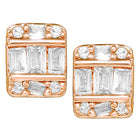 Peora Rose Gold Plated Baguette Crystal Stud Earrings