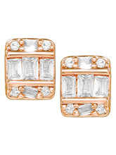 Peora Baguette Crystal Stud Earrings - Rose Gold